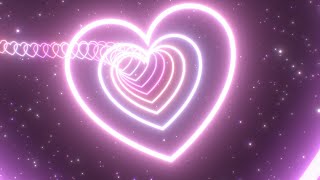 Pretty Pink Love Heart Tunnel Curved Path Beautiful Neon Glow Lights 4K Video Effects HD Background [upl. by Aenal]