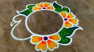 Diwali rangoli designs 2024🌹Easy peacock rangoli design🌹Beautiful Diwali muggulu🌹Super Color Rangoli [upl. by Asirak]