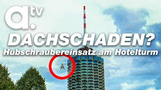 Helikopter im Einsatz Dachsanierung des Augsburger Hotelturms  atv [upl. by Enamart]