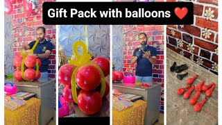 Simple Birthday decoration ideas at home Gift pack with balloons [upl. by Dirtsa]