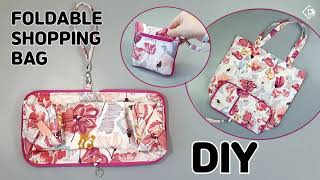 DIY REUSABLE GROCERY BAG Foldable Shopping Bag Wallet Tote sewing tutorialsTendersmile Handmade [upl. by Enitnemelc]