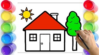 Cute home drawing \ How to draw home drawing step by step drawing for children [upl. by Iror]