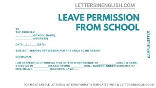 Request Letter Asking Permission for Child to be Absent from School [upl. by Guerin158]