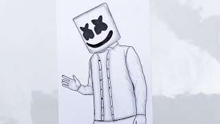 DJ Marshmallo  Sevimli Marshmello  How to Draw Marshmallow Step by Step [upl. by Dulci]