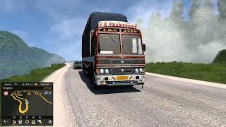 Accident on Hilly Road Ashok Leyland multy Axel ETS2 [upl. by Lilia]