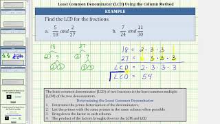 Determine the Least Common Denominator of Two Fractions Column Method [upl. by Norvil]