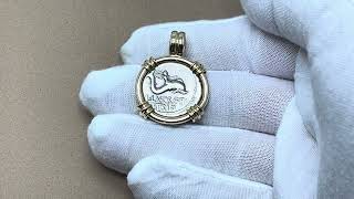 Genius Riding on Dolphin and Neptune Rare 74 BC Roman Denarius Coin in Gold Necklace [upl. by Eyahsal]