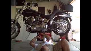 No Shock Removal DIY HD Softail Lowering Kit Install [upl. by Harolda]