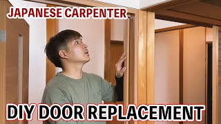 Japanese Carpenters DIY Replacing Our CatDamaged Door You Wont Believe the Unexpected Ending！ [upl. by Ocisnarf]