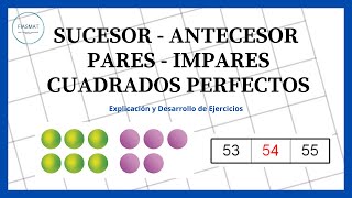 Sucesor Antecesor Pares Impares y Cuadrado perfecto con EJERCICIOS RESUELTOS [upl. by Tera]