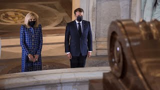 Macron lays wreath at tomb of Napoleon on 200th anniversary of death [upl. by Ecirbaf]