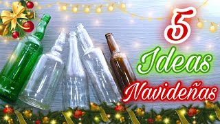 5 Hermosas Ideas Navideñas con Botellas de Vidrio 🎄 Manualidades Navideñas 2023  Christmas Diy [upl. by Irrak907]