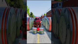 New short video Large Tanker Truck amp Mix Colour City Bus vs Bollards Crash in the game BeamNGdrive [upl. by Nitsrik810]