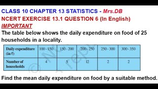 CLASS 10  CHAPTER 13  STATISTICS  EXERCISE 131  QUESTION 6  MrsDB  In Tamil [upl. by Devitt]