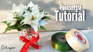 DIY poinsettiahow to make satin ribbon flower easyChristmas decorations ideas [upl. by Hasan]