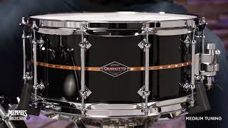 Craviotto 14x65 Custom Shop Maple Snare Drum with Cherry Inlay  Black Lacquer CRCUS1465MCIBLK [upl. by Teuton]