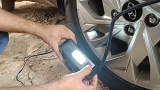 GoMechanic Portable Tyre Inflator  Product Review  Video 36  Hyundai Creta 2021 SX Executive [upl. by Farlay762]