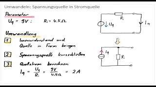 Spannungsquelle in Stromquelle umwandeln  Kurzschlussstrom berechnen [upl. by Simah]