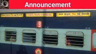 12622Tamil Nadu Express Announcement at New Delhi Railway Station [upl. by Susana]