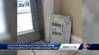 Package thief sets off womans glitterbomb trap [upl. by Nedda]