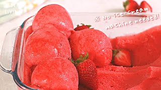 Airy Strawberry Sorbet Without An Ice Cream Maker 🍓 Secret Ingredient [upl. by Huff]