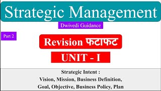 2  Strategic management  strategic intent  Vision Mission Goal Objective Business Definition [upl. by Eeniffar]