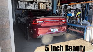 INSTALLING 5 INCH CARVEN EXHAUST TIPS ON MY CHARGER RT Bonus Full Straight Pipe [upl. by Notnerb]