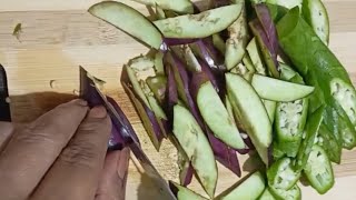 SLICING VEGETABLE OKRA amp EGGPLANT [upl. by Ait]