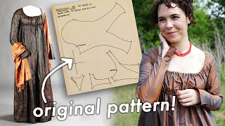 I recreated an 1815 Wedding Gown from an ORIGNAL pattern  Regency sewing [upl. by Ahsinuq]