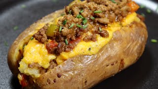 BAKED POTATO  LOADED CHEESY BAKED POTATO WITH MINCE  POTATO RECIPE [upl. by Antonetta276]