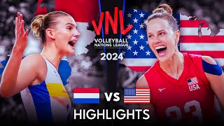 🇺🇸 USA vs NETHERLANDS 🇳🇱  Highlights  Womens VNL 2024 [upl. by Bryn]