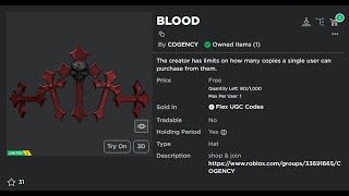 Claiming the BLOOD UGC Limited  Roblox [upl. by Corette69]