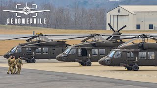 United States Army Sikorsky UH60M Black Hawk Helicopter Trio Arrival amp Departure from KTRI 08Feb23 [upl. by Daisey]