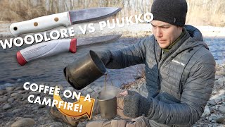 Woodlore VS Puukko Knife  Bushcraft Coffee and Spoon Carving [upl. by Sager]