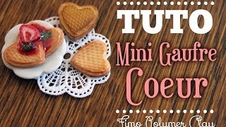 TUTO FIMO Mini Gaufre Coeur  Polymer clay Heart Shapped Waffle Tutorial [upl. by Eenehs]