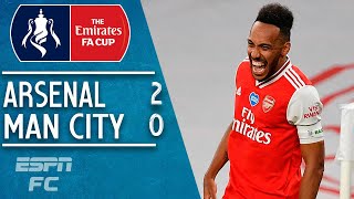 PierreEmerick Aubemeyang sends Arsenal to FA Cup final in 20 win vs Man City  FA Cup Highlights [upl. by Ilagam775]