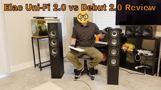 Elac Unifi 20 VS Elac Debut 2 0 Tower Speaker Review Comparison  Home Theater Audio [upl. by Duthie]