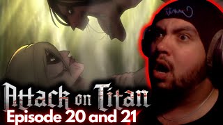 EREN VS THE FEMALE TITAN ATTACK ON TITAN EPISODE 20 AND 21 REACTION 1x20 1x21 [upl. by Ardnosak]