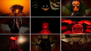 【 Inside the Backrooms 】 All Entity Dead Jumpscares  All Ending scenes [upl. by Ahsikal771]