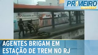 Seguranças da SuperVia trocam socos em estação na zona norte do Rio  Primeiro Impacto 290324 [upl. by Schick]