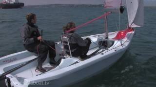 How to Sail  How to Gybe a two person sailboat turn away from the wind [upl. by Ynaffets]