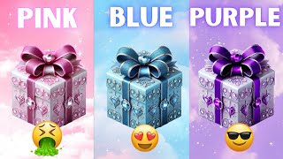 Choose your gift 🎁🥳💘🤢3 gift box challenge2 good vs 1 bad Pink Blue amp Purple chooseyourgift [upl. by Rotow]