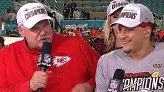 Andy Reid on Super Bowl LIV Win quotIm going to get the biggest cheeseburger youve ever seenquot [upl. by Aisatsan]