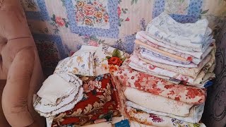 Vintage Fabric Haul Creating a Cosy Sewing Room amp Vintage Sheet Quilt Progress [upl. by Mady]