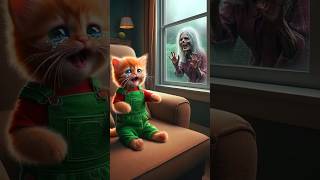 Cute Cat And Zombie Story 🧟‍♀️💥 cat aicat cute cataicatstory aicatstories shorts kitten [upl. by Adieren]