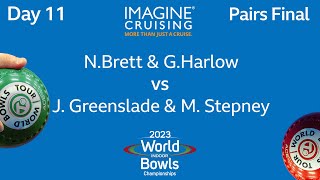 World Indoor Bowls Championship 2023  NBrett amp GHarlow vs JGreenslade amp MStepney  D1 M2 [upl. by Anawot40]