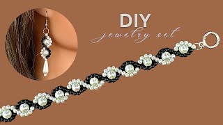 jewelry making tutorial Elegant design Beaded bracelet Beaded earrings [upl. by Anikram90]