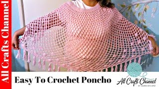 Easy to crochet poncho  Susbtitulos en español [upl. by Hills]