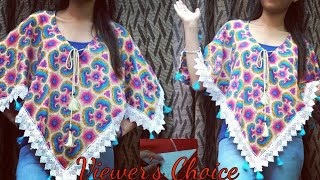 5 Min DIY Convert Old ScarfStoleDupatta into Trendy Poncho Top5 Minute craft reuseoldclothes [upl. by Bachman]