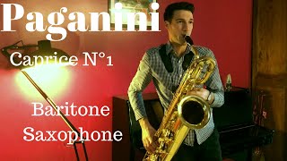 Paganini caprice no1 on Baritone saxophone  Maxime Bazerque [upl. by Arodal394]